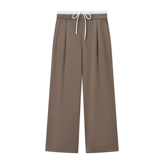 Alis | Casual Wide Leg Joggers Charcoal Drawstring