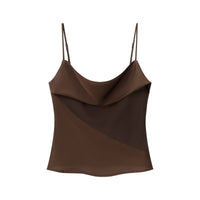 Wren | Silk Cowl Neck Diagonal Panel Camisole Top