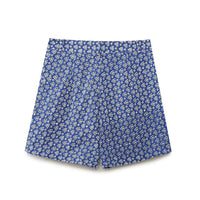 Lottie | Printed Pleat-Front Tailored Shorts with Side Pockets