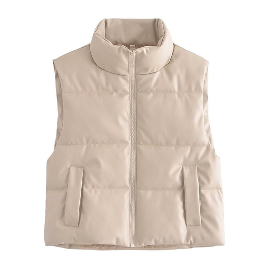 Ayla | Winter Puffer Jacket Grey Sleeveless Padded Zip Gilet