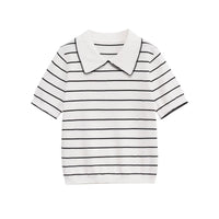 Sara | Scallop Collar Cropped Knit Top