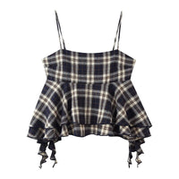 Lydia | Plaid Ruffled Peplum Cami Top