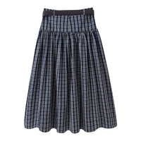 Tilly | Belted Plaid Pleated Midi Skirt