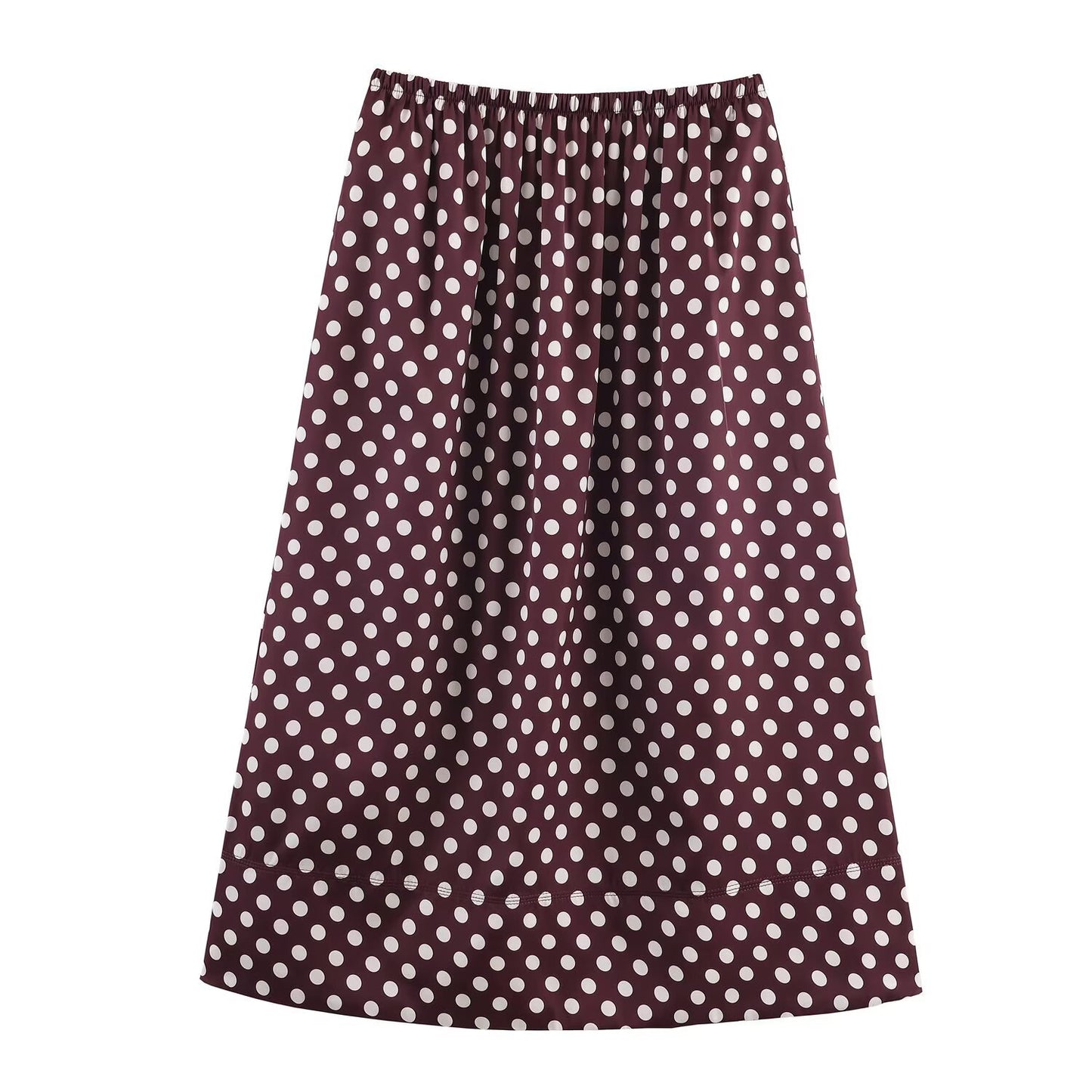 Briar | Pleated Midi Skirt Brown Polka Dot A Line High Waisted