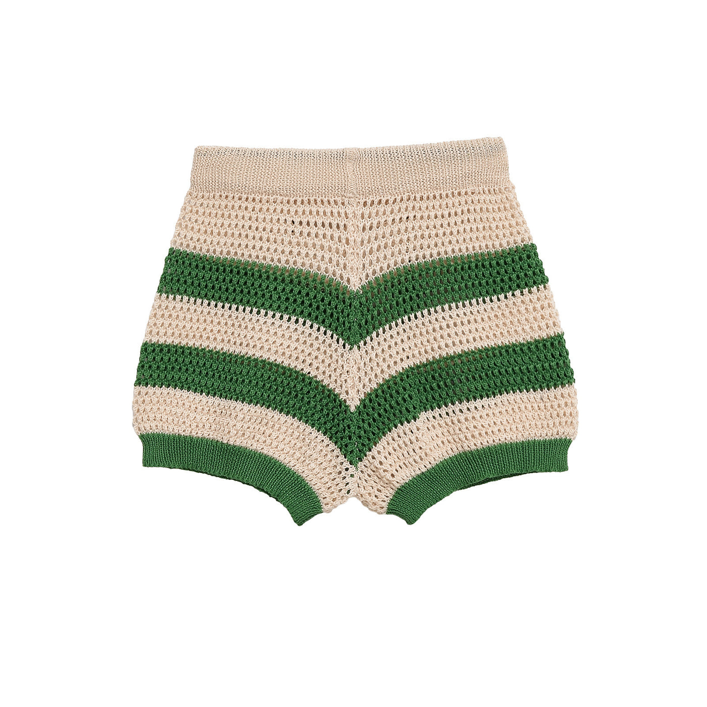 Holly | Striped Open-Knit Crochet Shorts with Drawstring Waist