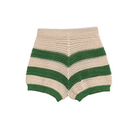 Holly | Striped Open-Knit Crochet Shorts with Drawstring Waist