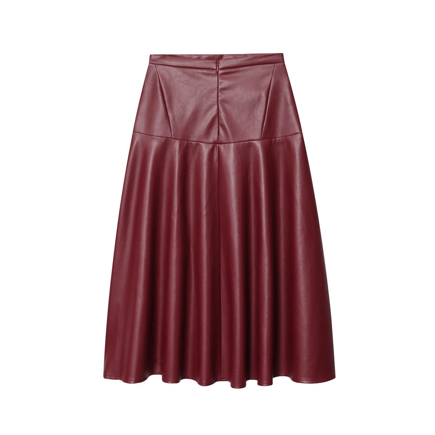 Mia | Faux Leather Panelled A-Line Midi Skirt