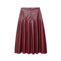 Mia | Faux Leather Panelled A-Line Midi Skirt