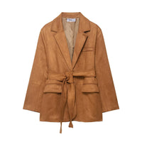 Lily | Belted Brushed Fabric Blazer