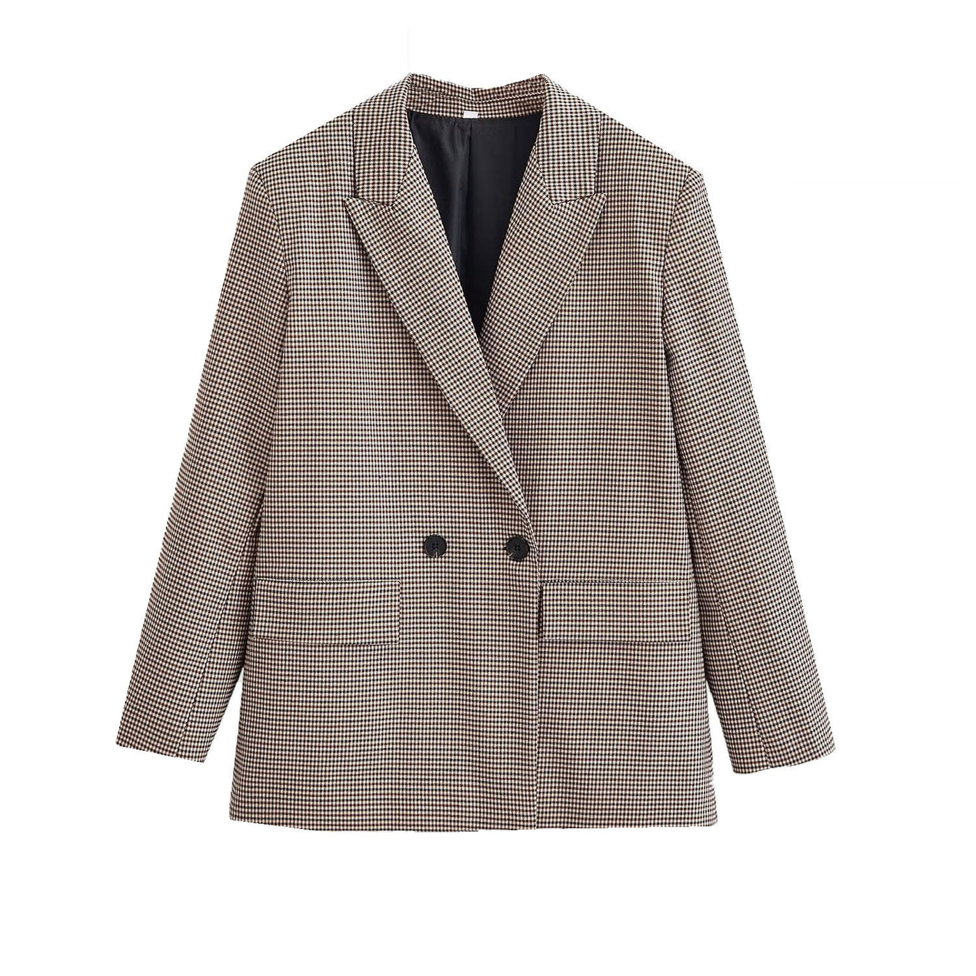 Yasmin | Micro-Check Double Breasted Tailored Blazer
