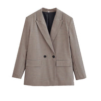 Yasmin | Micro-Check Double Breasted Tailored Blazer