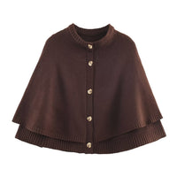 Eliza | Cape Sleeve Gold Button Ribbed Trim Relaxed Cropped Knit Cardigan