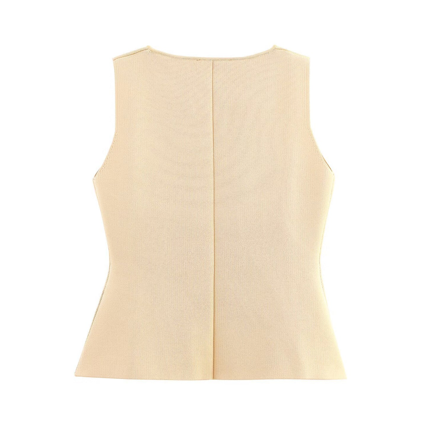 Lena | Sleeveless Knitted Vest Cream Button Front Fitted
