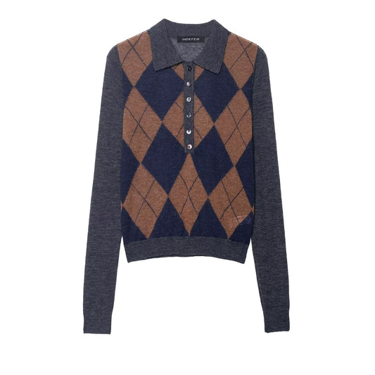 Millie | Argyle Knit Long Sleeve Polo Jumper