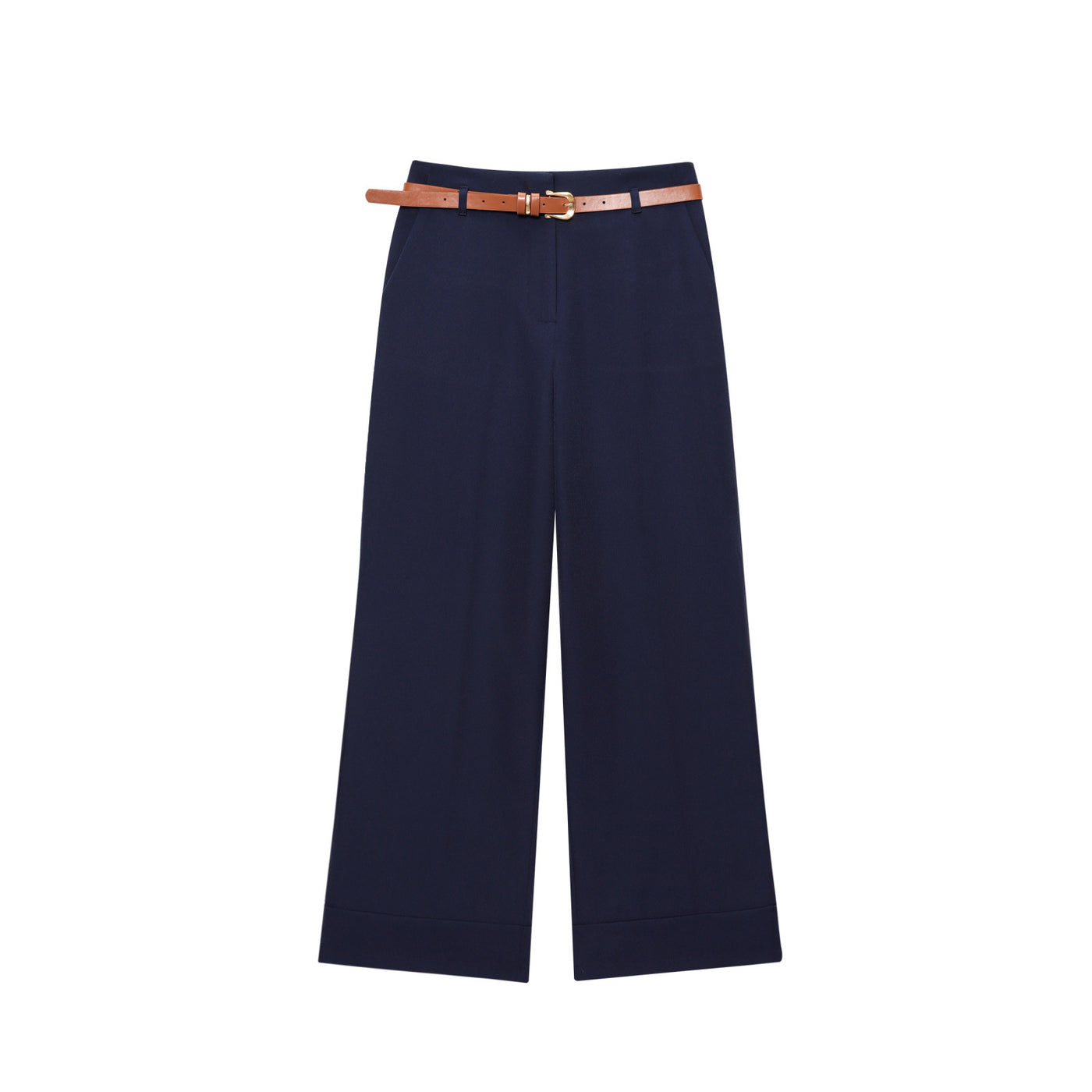 Phoebe | High-Waist Wide-Leg Tailored Trousers with Cuffed Hem