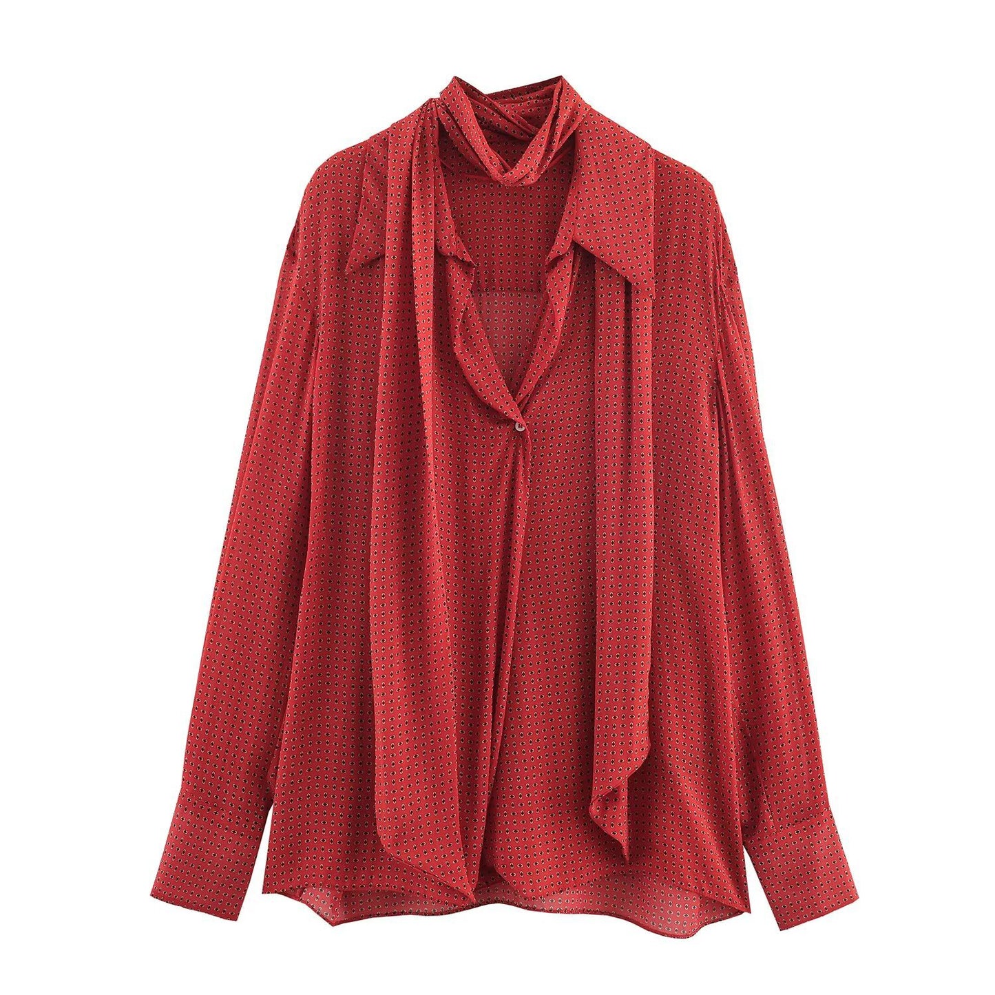 Bea | Smart Casual Tie Neck Blouse Red