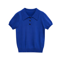 Mellie | Cropped Short Sleeve Polo Knit Top