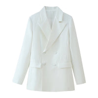 Faye | Structured Double Breasted White Blazer