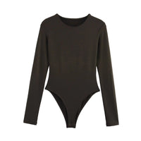 Bridget | Crew Neck Fitted Long Sleeve Jersey Top in White, Purple, Brown and Black
