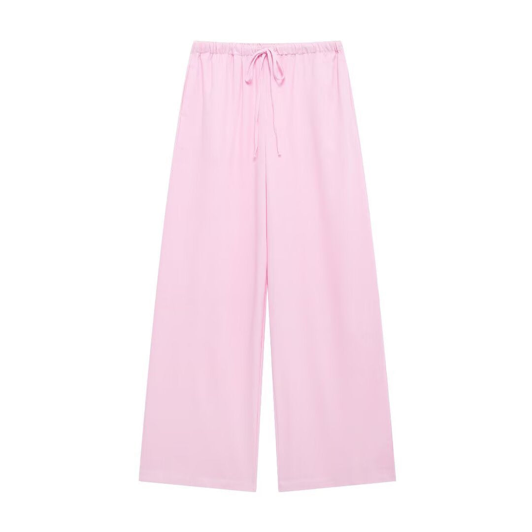 Jemima | Elasticated Drawstring Pocket Wide-Leg Linen Trousers
