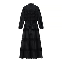 Cara | Lace Panel Tiered Chiffon Maxi Dress