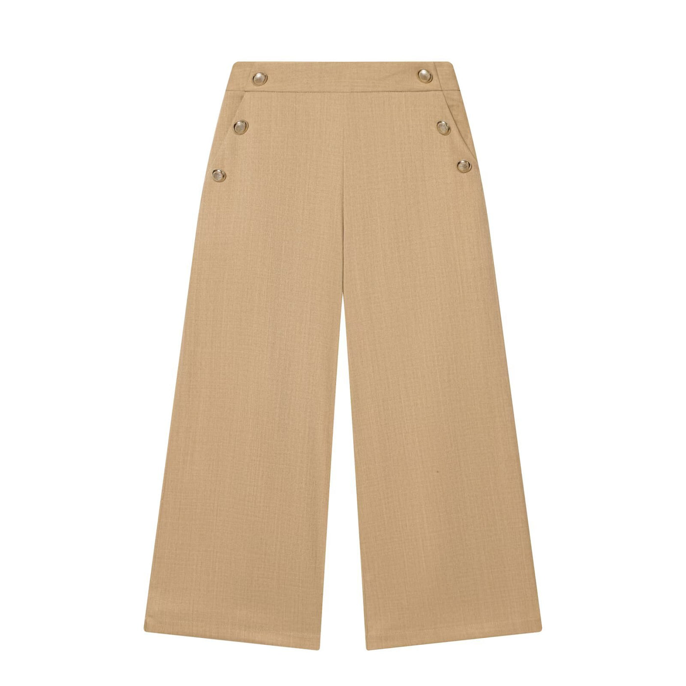 Xanthe | High-Waist Gold Button Wide-Leg Tailored Trousers