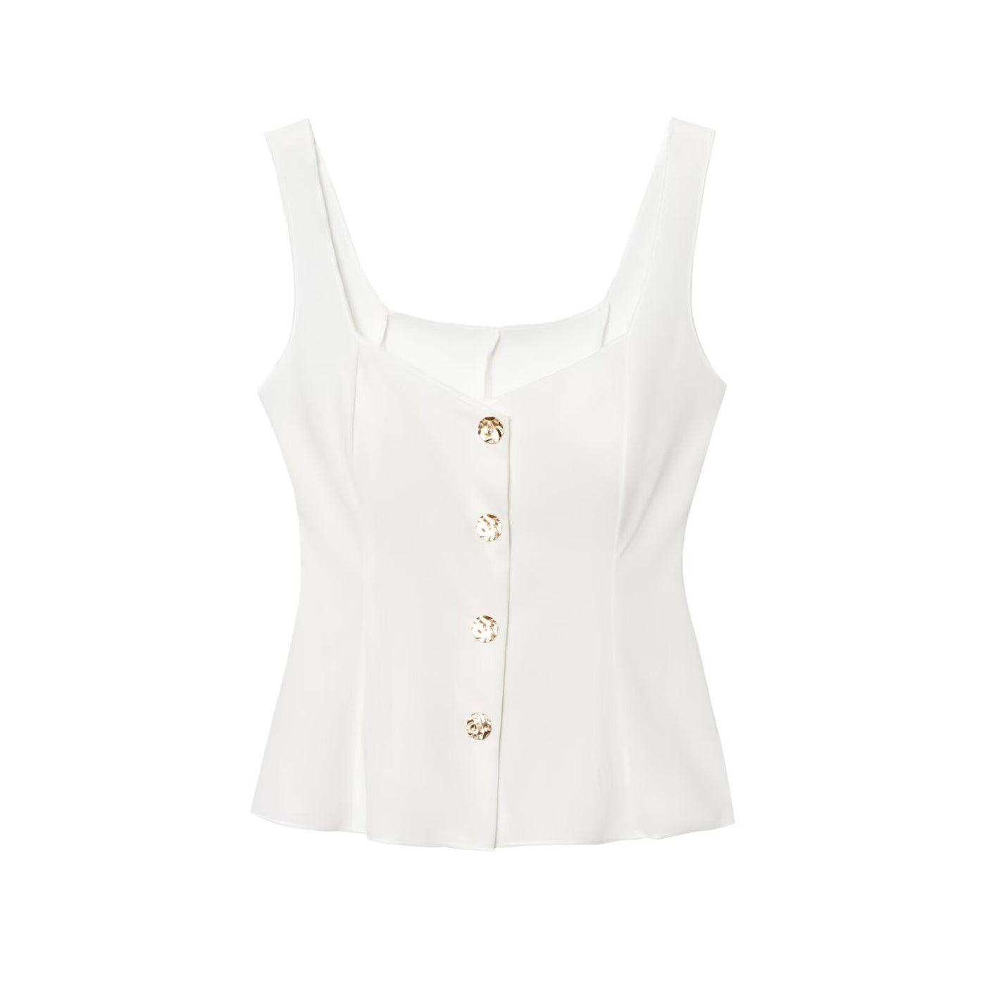 Caitlin | Gold Button Sweetheart Peplum Top