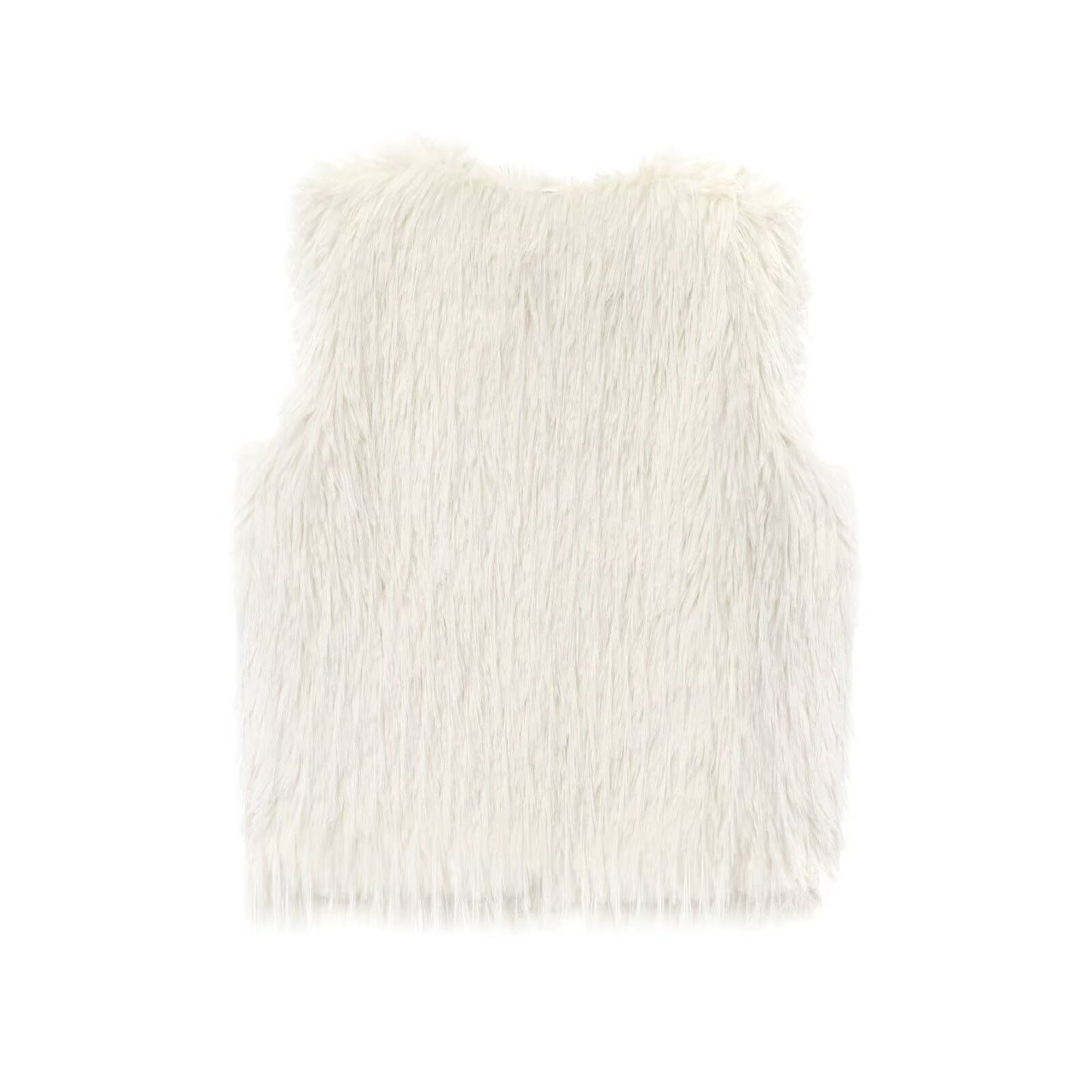 Luna | Sleeveless Faux Fur Jacket White Cream Fluffy Gilet