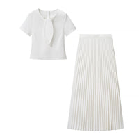 Amelia | Woven Top Pleated Maxi Skirt Matching Set