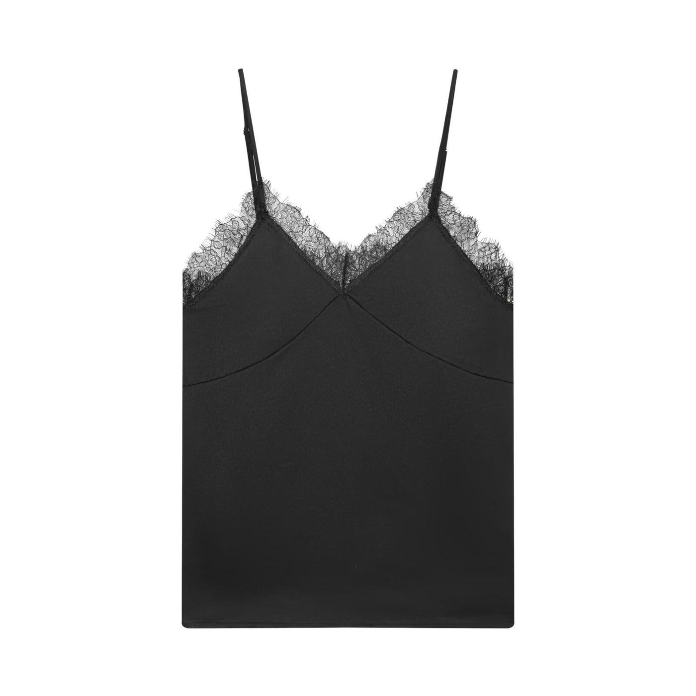 Esther | V-Neck Lace Trim Satin Camisole
