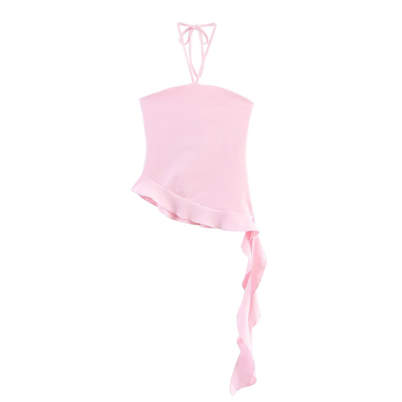 Elizabeth | Chiffon Asymmetric Ruffle Halter Short Set
