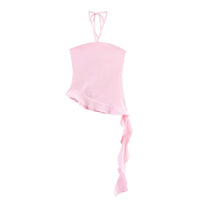 Elizabeth | Chiffon Asymmetric Ruffle Halter Short Set