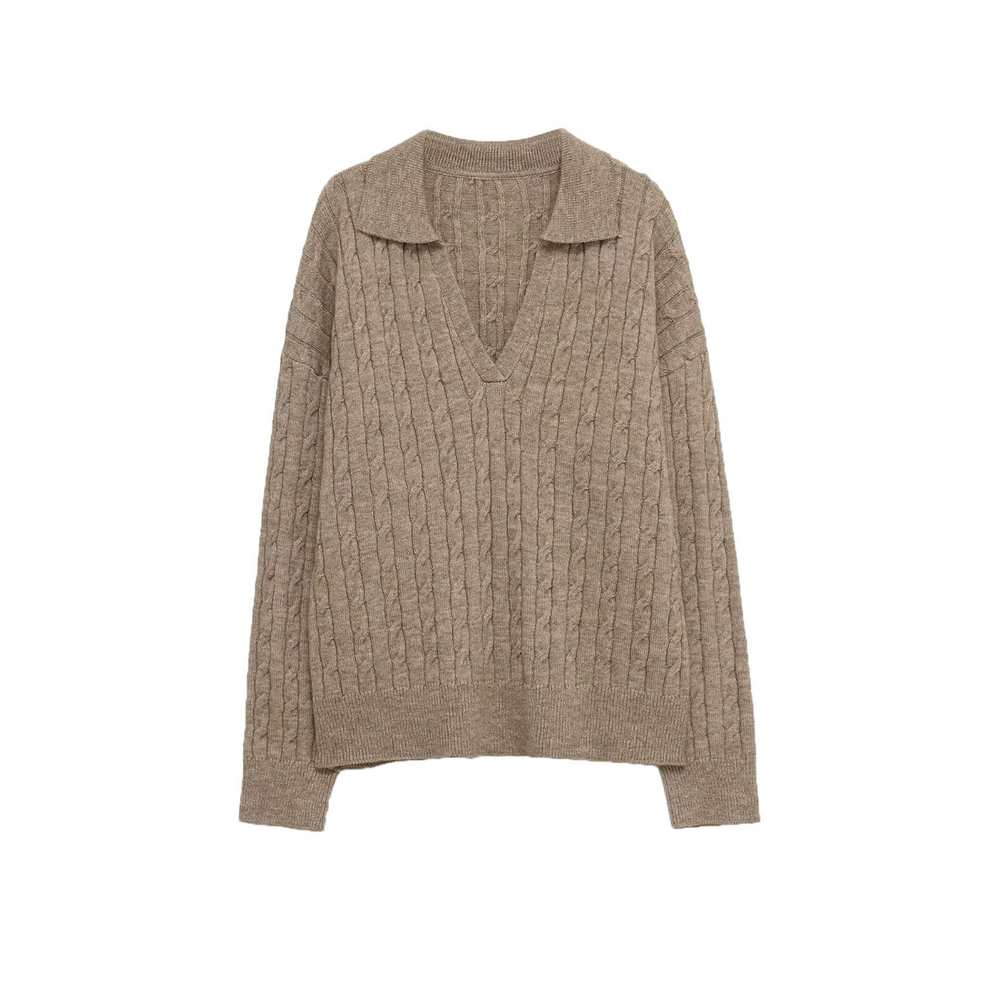 Holly | Cable Knit Cropped V-Neck Top