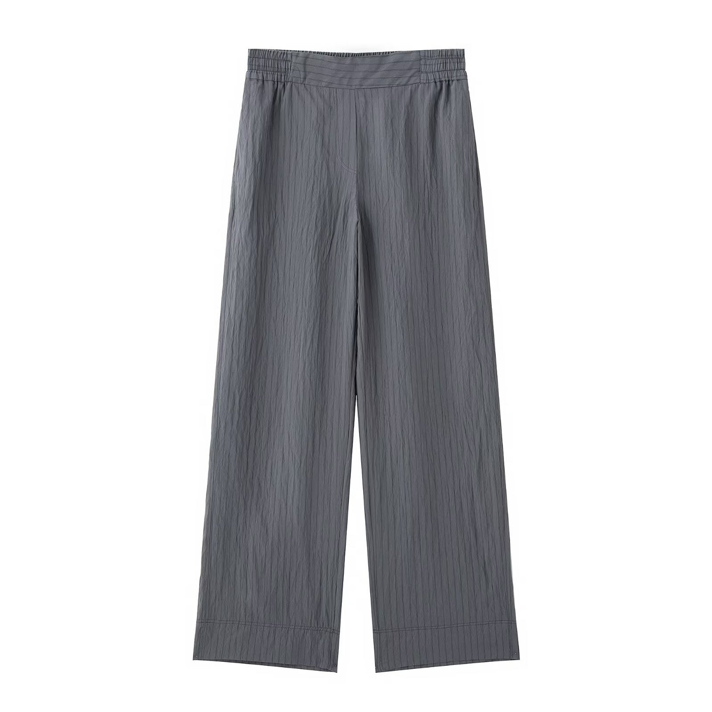 Grace | Pinstripe Wide-Leg Linen Trousers with Flat Front and Elasticated Back