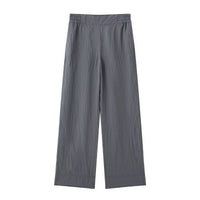 Grace | Pinstripe Wide-Leg Linen Trousers with Flat Front and Elasticated Back