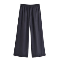 Maddison | High-Waist Pleated Pocket Wide-Leg Linen Trousers in Black