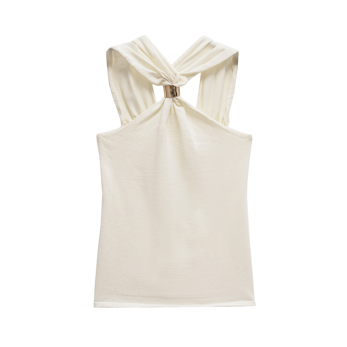 Paige | Twisted Halter Neck Top with Gold Buckle