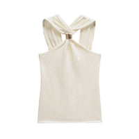 Paige | Twisted Halter Neck Top with Gold Buckle