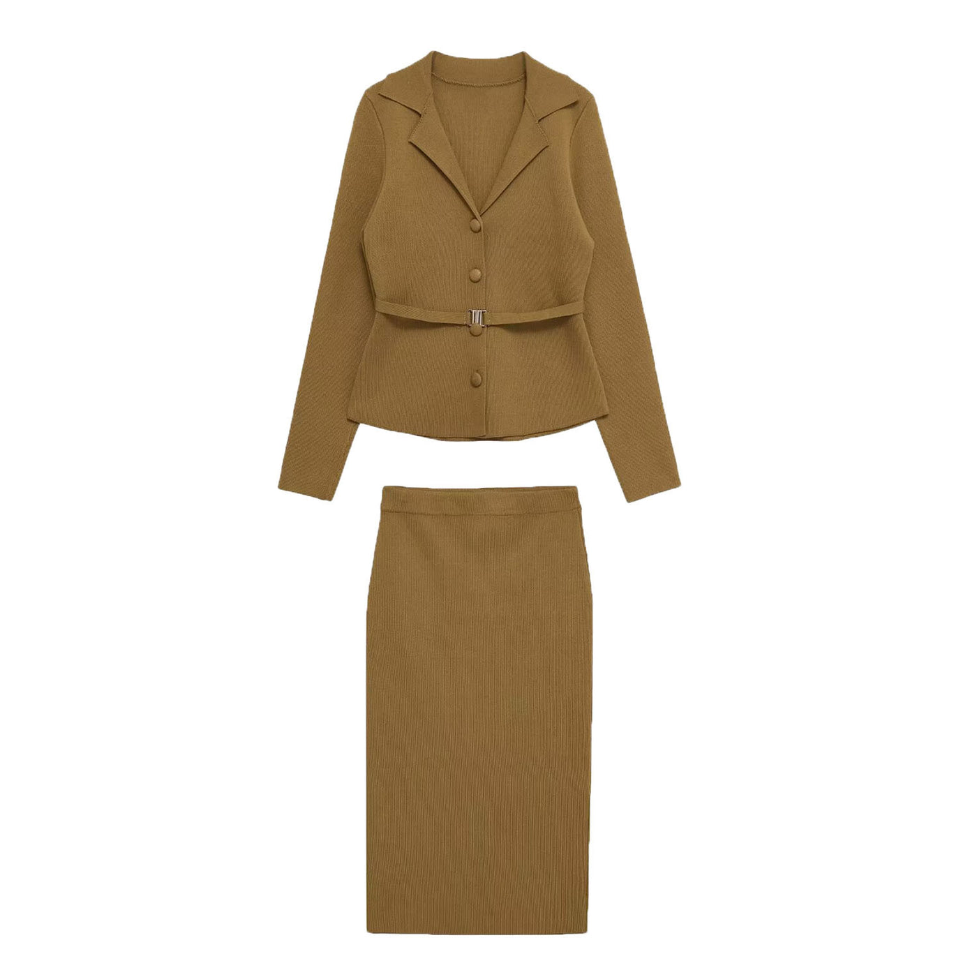 Scarlett | Ribbed Knit Belted Midi Co-ord Set