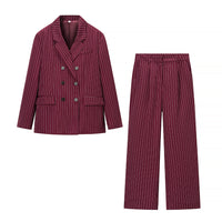 Evie | Classic Stripe Double Breasted Trouser Suit Set