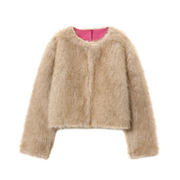 Cleo | Open-Front Cropped Faux Fur Jacket