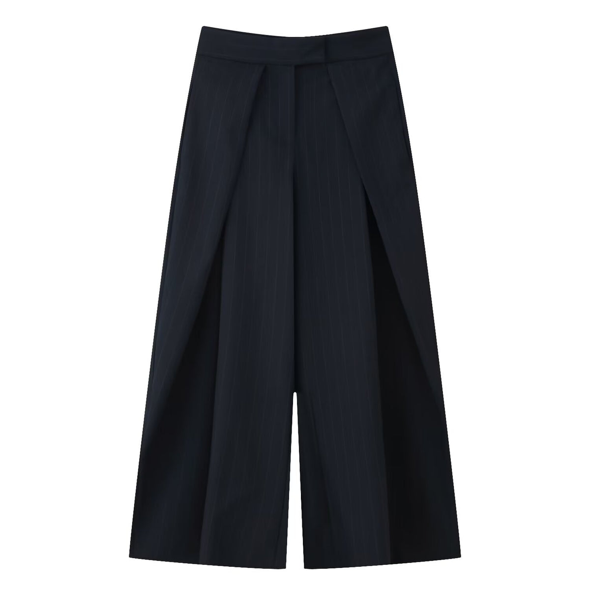Maya | High-Waist Pleated Wide-Leg Trousers with Layered Front Panel
