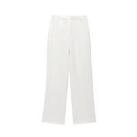 Lydia | High-Waist Flat Front Pocket Tailored Wide-Leg Trousers in Black and White