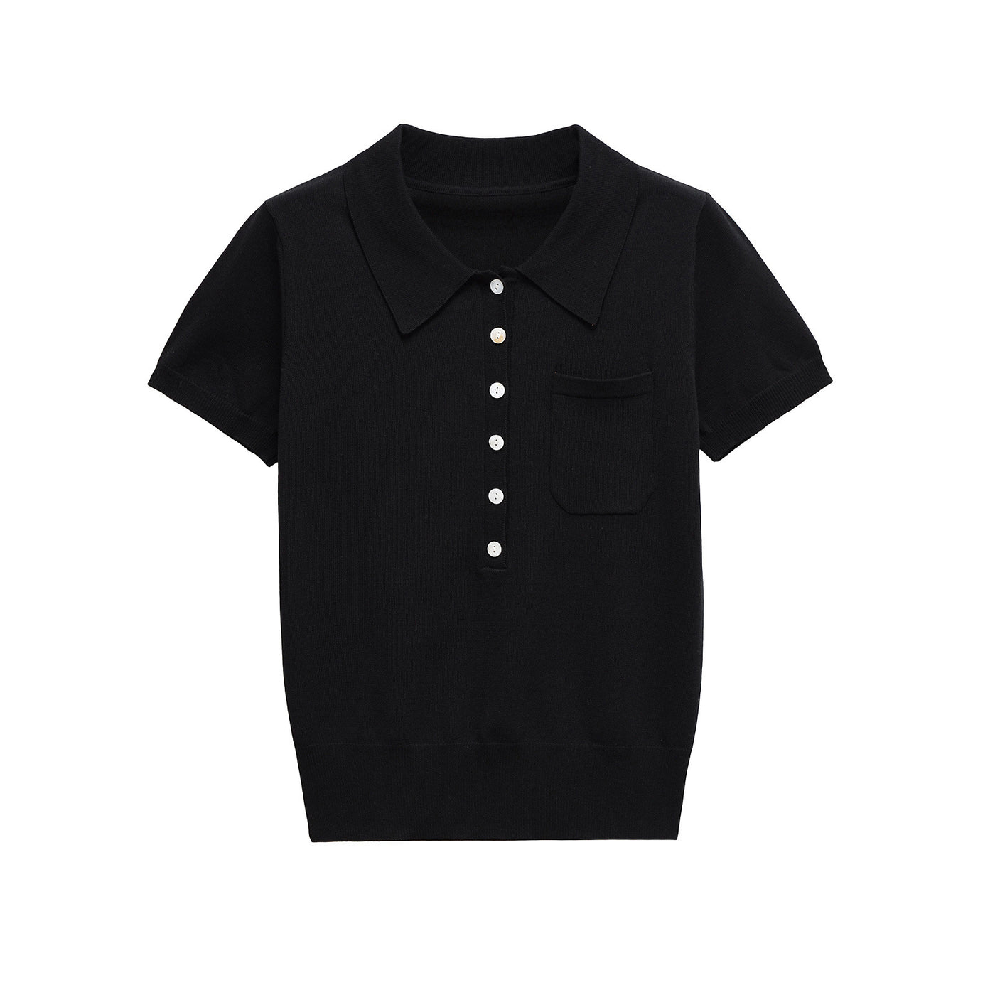 Harper | Pocket Detail Cropped Knit Polo Top