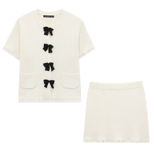Matilda | Bouclé Knit Bow Co-ord Set