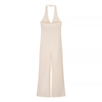 Connie | Tailored Wide-Leg Halter Jumpsuit in Cream