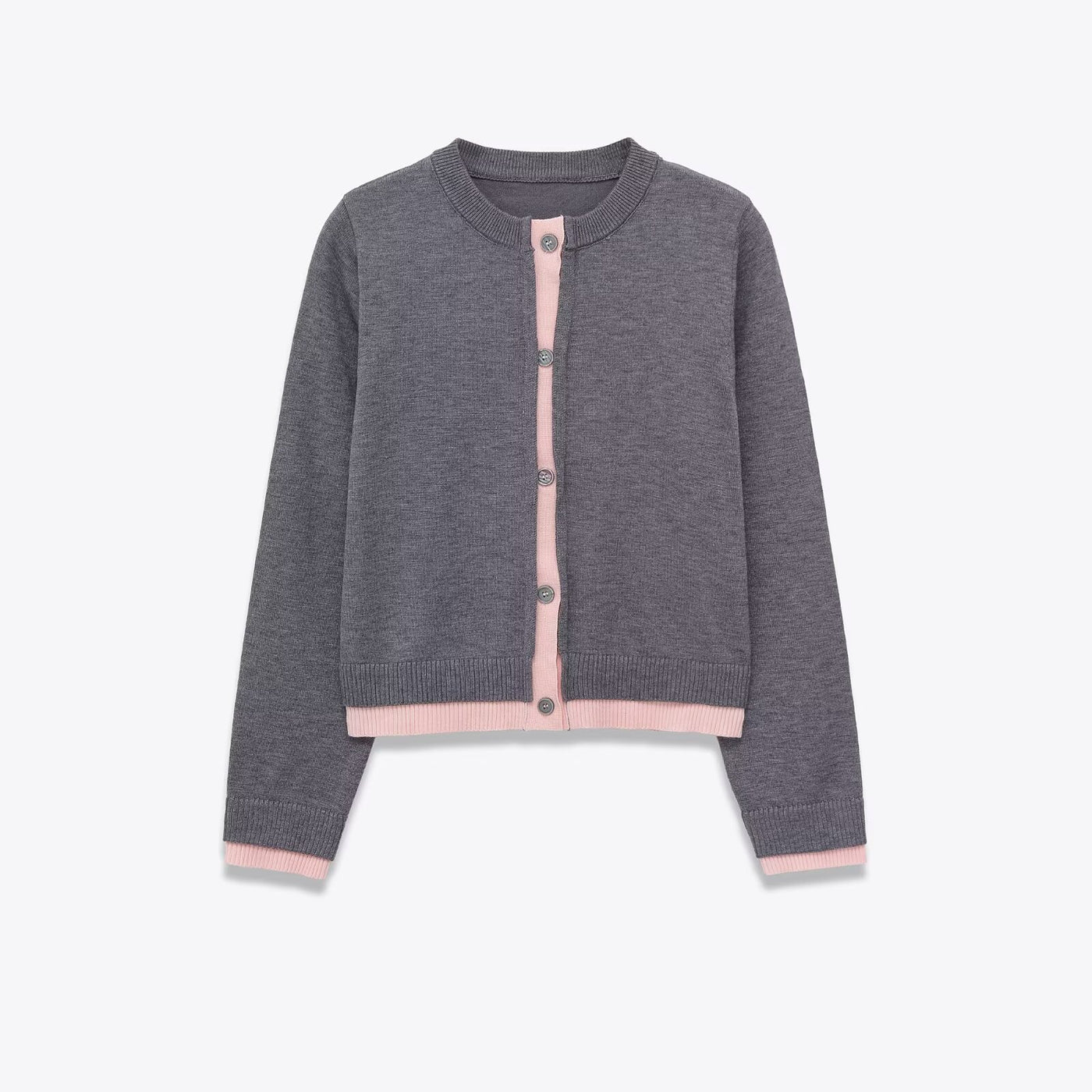 Margot | Contrast Button Placket Round Neck Cropped Cardigan
