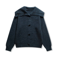 Hannah | Chunky Marled Knit Wide Collar Toggle Button Relaxed Cropped Cardigan