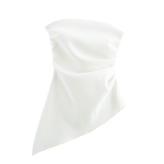 Zoe | Elegant Strapless Top Black Asymmetric