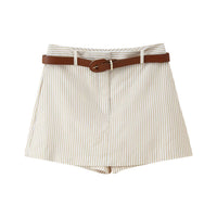 Zara | High-Waist Vertical Stripe Tailored Shorts with Belt